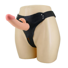19 cm Belden Bağlamalı İçi Boş Klitoris Uyarıcılı Protez Penis
