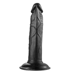 19 CM Gerçekçi Dokulu Damarlı Vantuzlu Testissiz Siyahi Dildo Realistik Penis