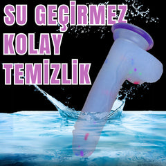 19 CM Renkli Benekli Ultra Yumuşak Dokulu Şeffaf Realistik Yapay Penis Dildo