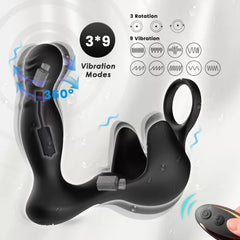 360° Rotasyonlu Perine ve Testis Uyarıcı Halkalı Prostat Masaj Vibratör