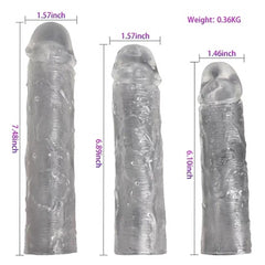 3'lü Uzatmalı Dolgulu Şeffaf Penis Kılıfı Set
