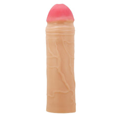 Extended Series Premium Dokulu 5 CM Dolgulu Ten Rengi Silikon Penis Kılıfı Chane