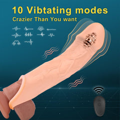 Uzaktan Kumandalı Titreşimli Realistik Uzatmalı Penis Kılıfı