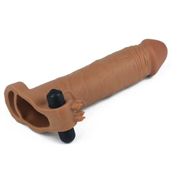 7.5 CM Dolgulu Gerçekçi Melez Doku Titreşimli Penis Kılıfı - Pleasure X-Tender