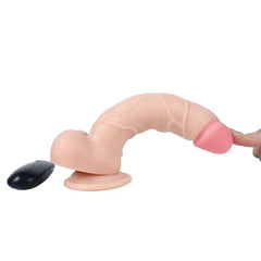 Canavar 21 CM Gerçekçi Dokulu Damarlı Kalın Vantuzlu Titreşimli Dildo Realistik Penis