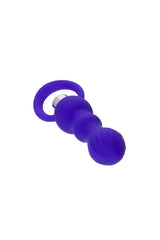 Düzgün Vücutlu Boğumlu Titreşimli Silikon Anal Plug Tıkaç 14 Cm Mor