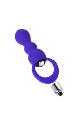 Düzgün Vücutlu Boğumlu Titreşimli Silikon Anal Plug Tıkaç 14 Cm Mor