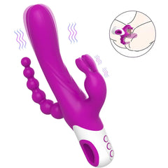 EDEN Şarjlı Anal Boncuklu 3 in 1 G Spot Üçlü Vibratör