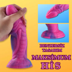 Ejderha Canavarı Yıldızlı Simli Yumuşak Dokulu Kalın Realistik Yapay Penis Dildo