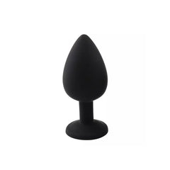 Elmas Taşlı Silikon Kaplı Anal Plug L Büyük Boy 9 cm Siyah