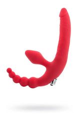 Kırmızı Black & Red Titreşimli Çift Taraflı Dildo Strapless Strap-ON