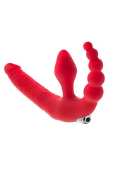 Kırmızı Black & Red Titreşimli Çift Taraflı Dildo Strapless Strap-ON