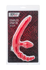 Kırmızı Black & Red Titreşimli Çift Taraflı Dildo Strapless Strap-ON