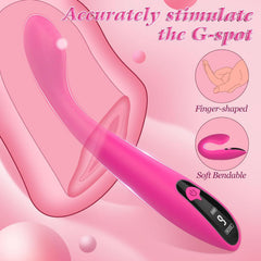 Dijital Göstergeli Bükülebilir Parmak Şekillendirici Klitoris Uyarıcılı G Spot Lüx Vibratör Pembe