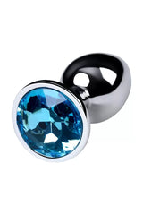 Mavi Metal Taşlı Özel Mücevheratlı Büyük Boy Metal Anal Plug Tıkaç