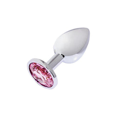 Metal Elmas Taşlı Anal Plug Rose Küçük Boy