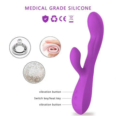Uyarıcılı Rabbit Vibratör Mor – G Noktası & Klitoral Çift Uyarım, Güçlü Titreşimli Şarjlı Vibrator