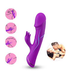 Mor Şarjlı Çift Motorlu G Nokta ve Klitoris Uyarıcı Rabbit Yapay Penis Vibratör