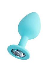 Muhteşem Mücevheratlı Silikon Anal Plug Su Yeşili 8 Cm