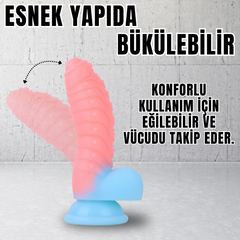 NEON ELITE Glow in the Dark - Karanlıkta Parlayan Tırtıklı Dildo Ultra Yumuşak Realistik Yapay Penis