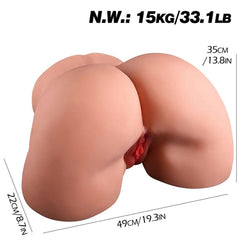Mega Boy Realistik Anal & Vajinal 2’si 1 Arada Titreşimli Isıtmalı Suni Kalça Vajina – 15 KG Premium Model (Ultra Gerçekçi Deneyim)
