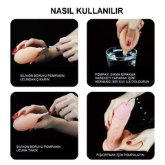 Orgazm Özellikli Boşalabilen 22,5 CM Yumuşak Ten Dokulu Vantuzlu Dildo Penis