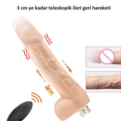 Özel Ortam Işıklı İleri Geri Hareketli Titreşim Fonksiyonlu Isıtmalı Uzaktan Kumandalı Teknolojik Vibratör