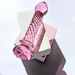 Pembe Kristal Cam Anal Plug Yapay Penis 16 CM