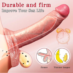 Özel Üretim Sıvı Destekli Özel Hissiyatlı Silikon Penis Kılıfı L Beden (16 cm)