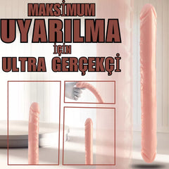 Realistik Dokulu Çift Taraflı Çift Uçlu 34 CM Gerçekçi Yapay Penis Dildo