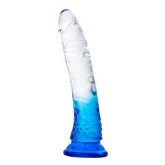 Realistik Jel Dokulu Testissiz Ultra Yumuşak Şeffaf Mavi Yapay Penis Dildo