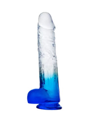 Realistik Jel Dokulu Vantuzlu Ultra Yumuşak Şeffaf Mavi Yapay Penis Dildo