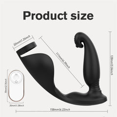 Yırtıcı Hayvan Uzaktan Kumandalı Testis Ve Penis Halkalı Çift Penetrasyonlu Prostat Uyarıcı Vibratör