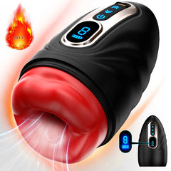 Isıtmalı Emiş ve Titreşimli Otomatik Oral Mastürbatör – Silikon Dudak Girişli Realistik Erkek Masturbator (USB Şarjlı)