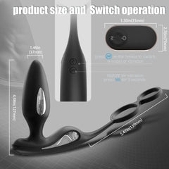 Şarjlı Kumandalı Testis ve Penis Halkalı Penis Elektrikli Uyarıcı Titreşimli Prostat Milking Vibratör