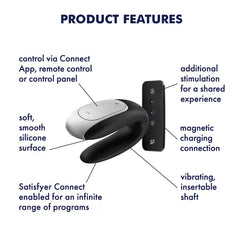 Satisfyer Double Fun Connect App Black Telefon Uyumlu Klitoris ve G-Spot Uyarıcı Çiftlere Özel Vibratör