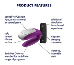 Satisfyer Double Fun Connect App Telefon Uyumlu Klitoris ve G-Spot Uyarıcı Çiftlere Özel Vibratör