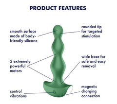 Satisfyer Lolli plug 2 Green Pürüzsüz ve İpeksi Boğumlu Anal Vibratör Plug