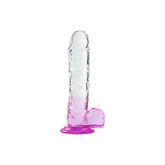 Silikon Şeffaf Mor Renkli Realistik Dildo 15 cm