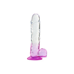 Silikon Şeffaf Mor Renkli Realistik Dildo 15 cm