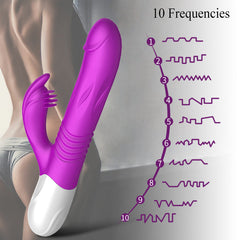 T20 - Şarjlı Akıllı Isıtmalı Şişirilebilir ve İleri Geri Hareketli G-Spot ve Klitoris Uyarıcı 2 in 1 Yapay Penis Rabbit Vibratör