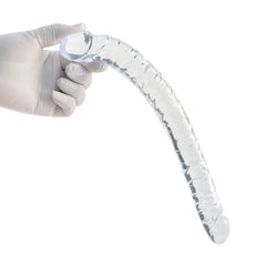 UNIQUE Realistik Dokuda Çift Taraflı Dildo Çift Uçlu Gerçekçi Yapay Penis 34 CM - Şeffaf