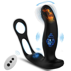Uzaktan Kumandalı Isıtmalı Penis Halkası USB Şarjlı Titreşimli Lüx Prostat Masajlı Anal Plug Vibratör 
