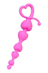 Uzun Tatlı Kalpli Kuyruklu Anal Zinciri Boğumlu Sıralı Anal Plug Fantezi Tıkaç Pembe 18,5 Cm