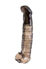 XL LOVER Siyah Şeffaf Testis Halkalı Silikon Penis Kılıfı 22,5 CM