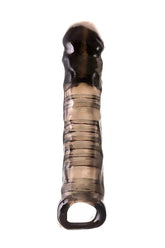 XL LOVER Siyah Şeffaf Testis Halkalı Silikon Penis Kılıfı 22,5 CM