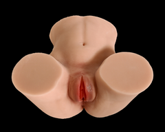 Gerçekçi Kalça Şeklinde Soft Dokulu Çift Girişli Titreşimli Mastürbatör – Anal & Vajinal 2’si 1 Arada