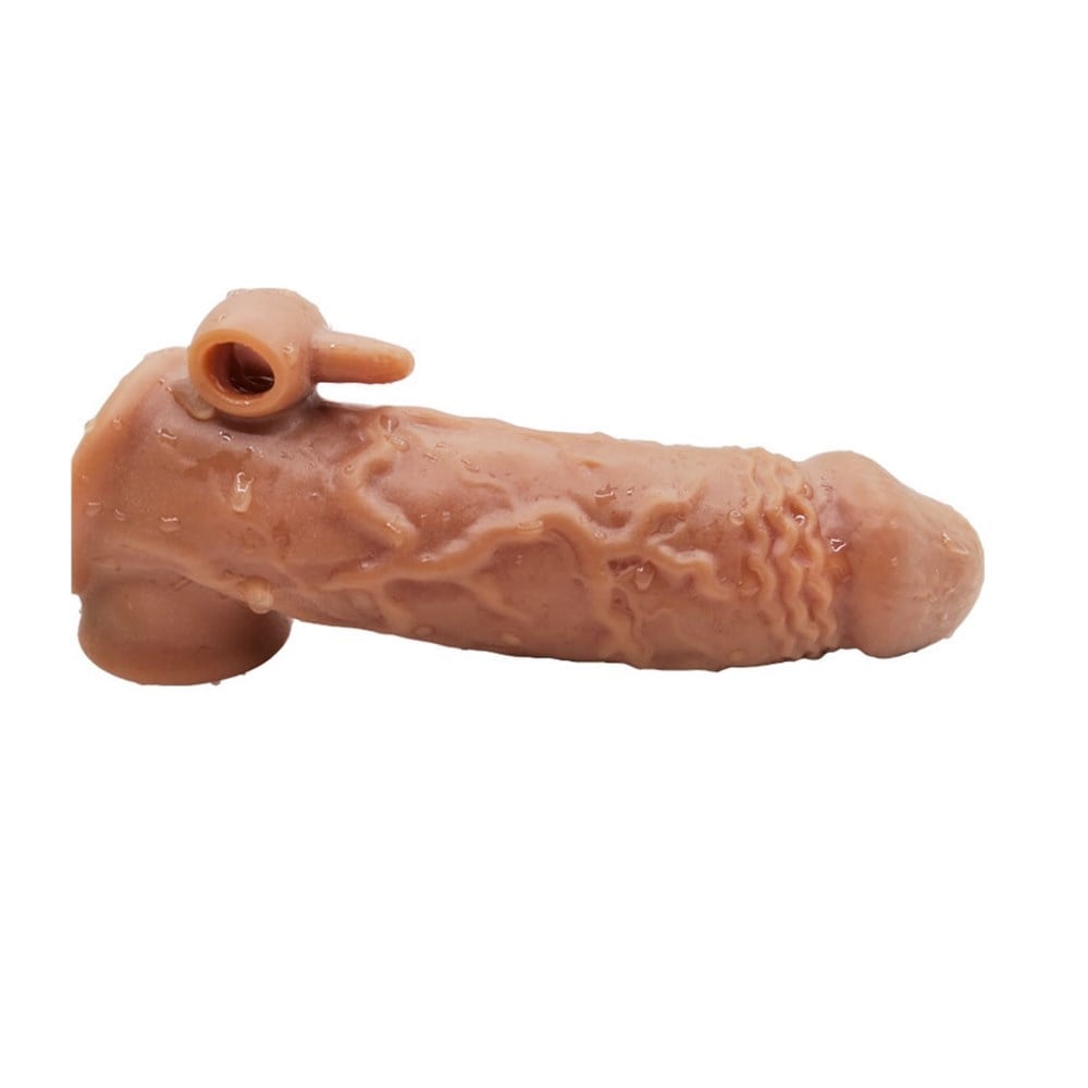 16 CM Titreşimli Sıvı Destekli Realistik Penis Kılıfı