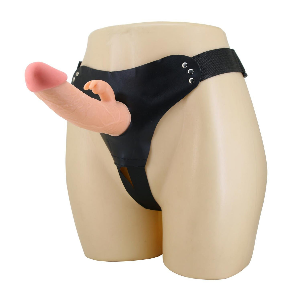 19 cm Belden Bağlamalı İçi Boş Klitoris Uyarıcılı Protez Penis