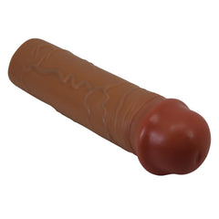 Extended Series Premium Dokulu 2,5 CM Dolgulu Melez Rengi Silikon Penis Kılıfı Nile